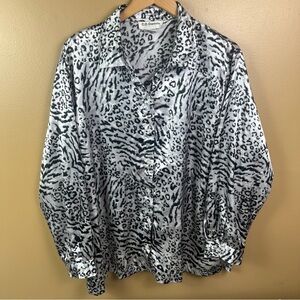 Vintage C.D. Daniels Animal Print Mixed Print Blouse Top 2XL